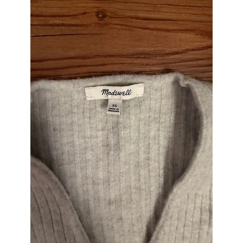Madewell Ribbed Cardigan Sweater Gray Wool Blend‎ V-Neck XS